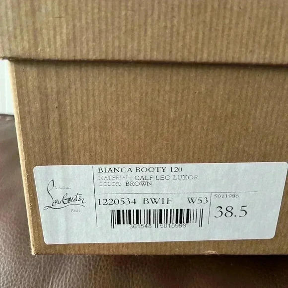 NIB Christian Louboutin Womens Bianca Booty Boot Brown 120 Leopard 38 1/2 - Picture 7 of 7
